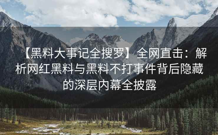 【黑料大事记全搜罗】全网直击：解析网红黑料与黑料不打事件背后隐藏的深层内幕全披露